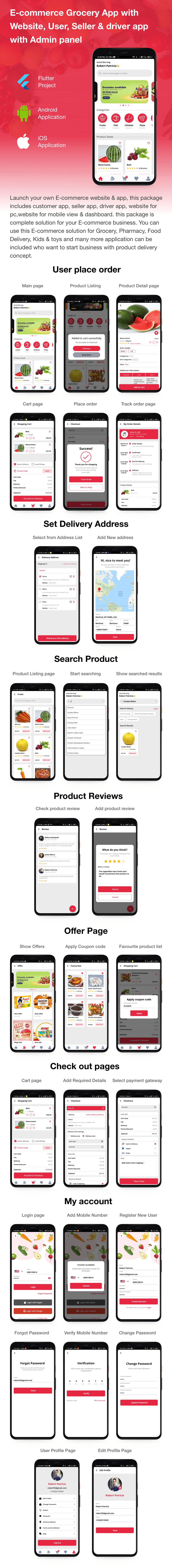 E-commerce grocery app with user, seller & driver app with admin panel